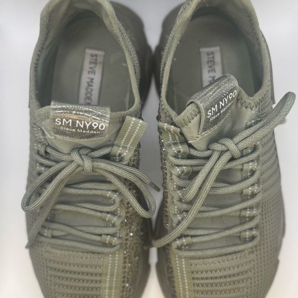 Steve Madden Woman’s Khaki Lace-Up Sneakers